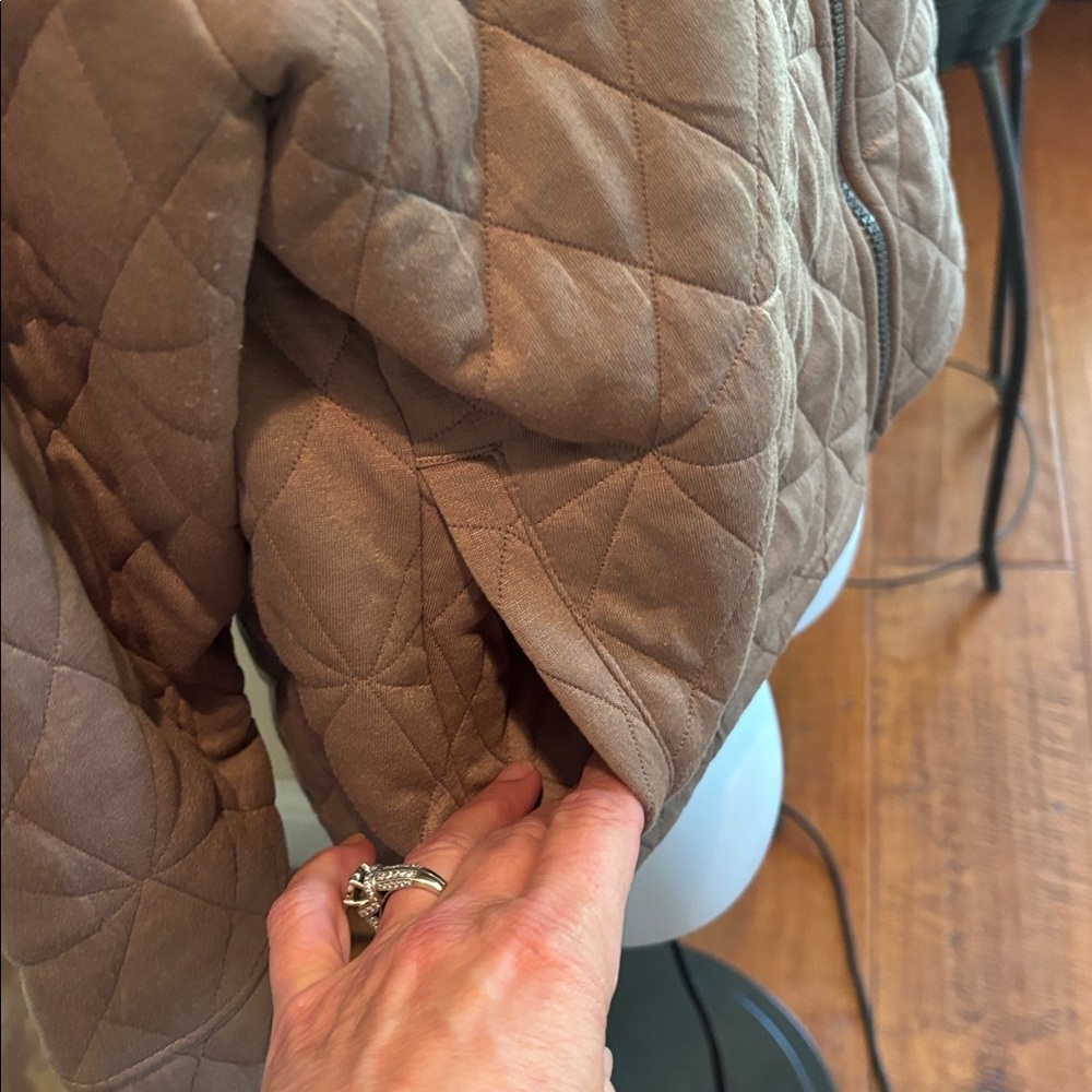 RBX Quilted Tan/Brown Zip-Front Puffer Jacket - Picture 3 of 5